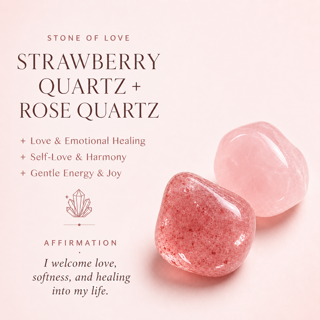 Rose Quartz & Strawberry Quartz Energy Bracelets