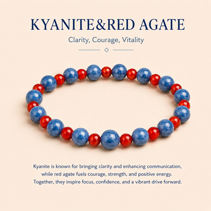 Kyanite & Red Agate Energy Bracelets