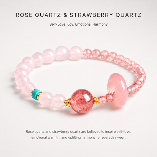 Rose Quartz & Strawberry Quartz Energy Bracelets
