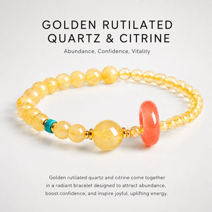 Golden Rutilated Quartz & Citrine Energy Bracelets