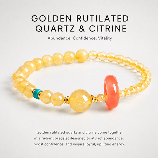 Golden Rutilated Quartz & Citrine Energy Bracelets