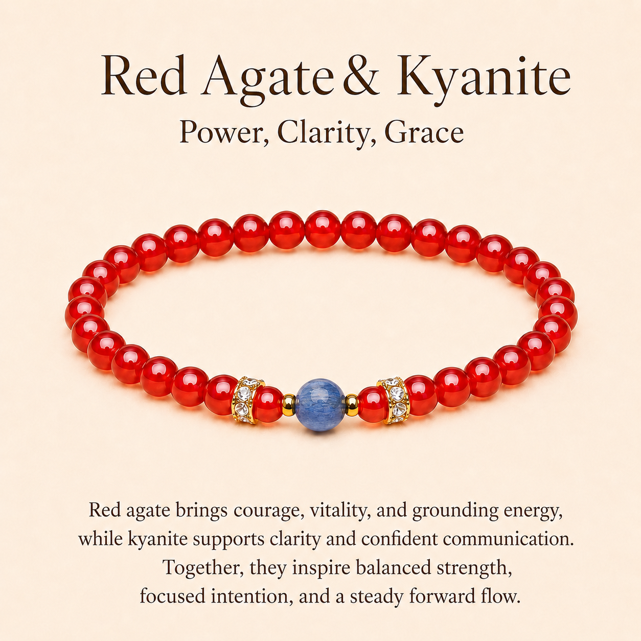 Red Agate & Kyanite Energy Bracelets
