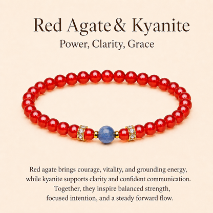 Red Agate & Kyanite Energy Bracelets