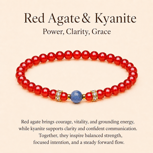 Red Agate & Kyanite Energy Bracelets