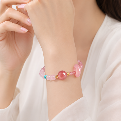 Rose Quartz & Strawberry Quartz Energy Bracelets