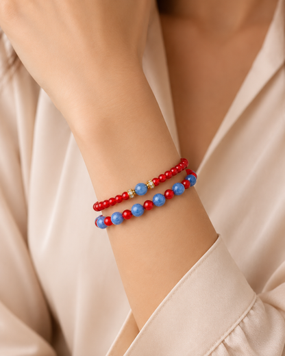 Kyanite & Red Agate Energy Bracelets