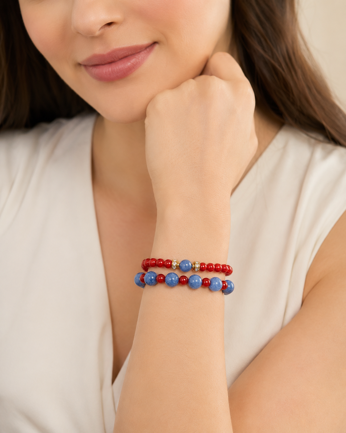 Kyanite & Red Agate Energy Bracelets