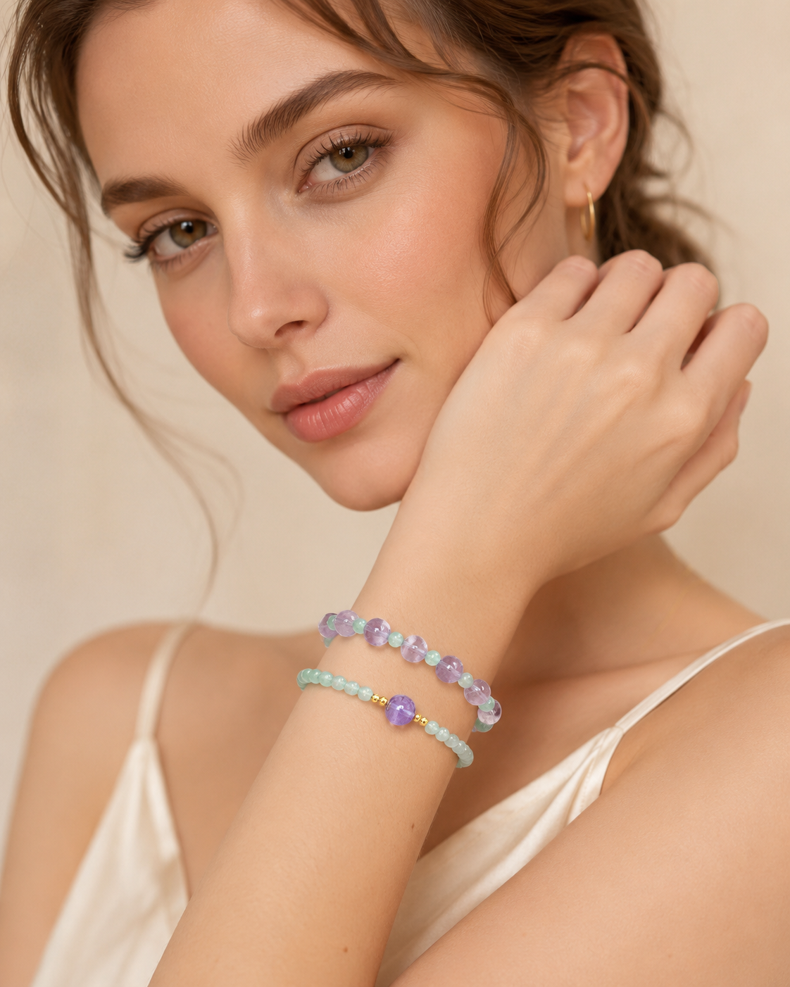 Aquamarine &Amethyst Energy Bracelets