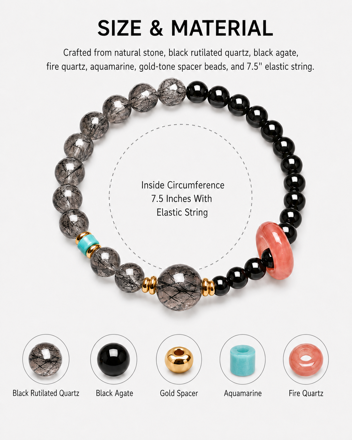 Black Rutilated Quartz & Black Agate Energy Bracelets