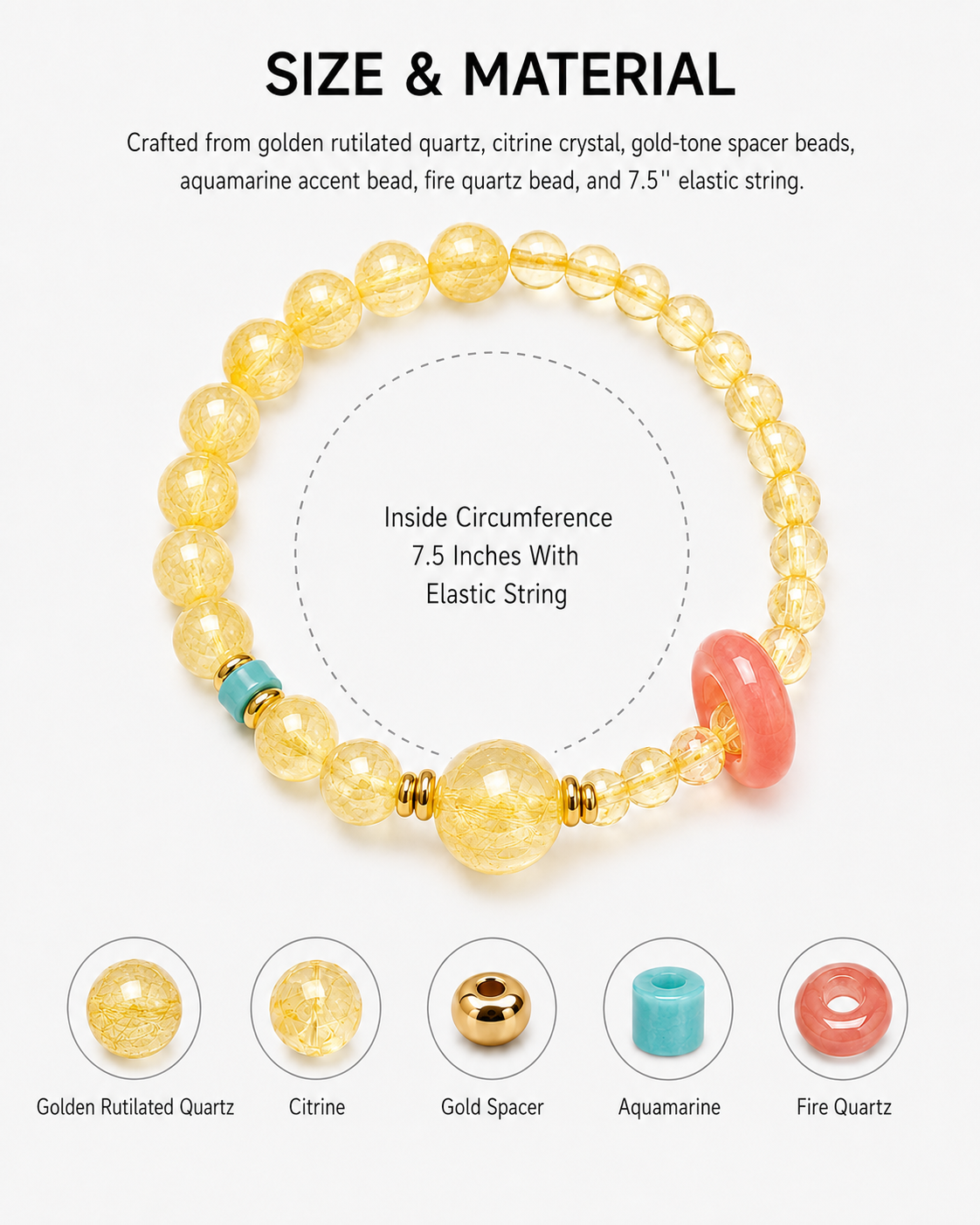 Golden Rutilated Quartz & Citrine Energy Bracelets