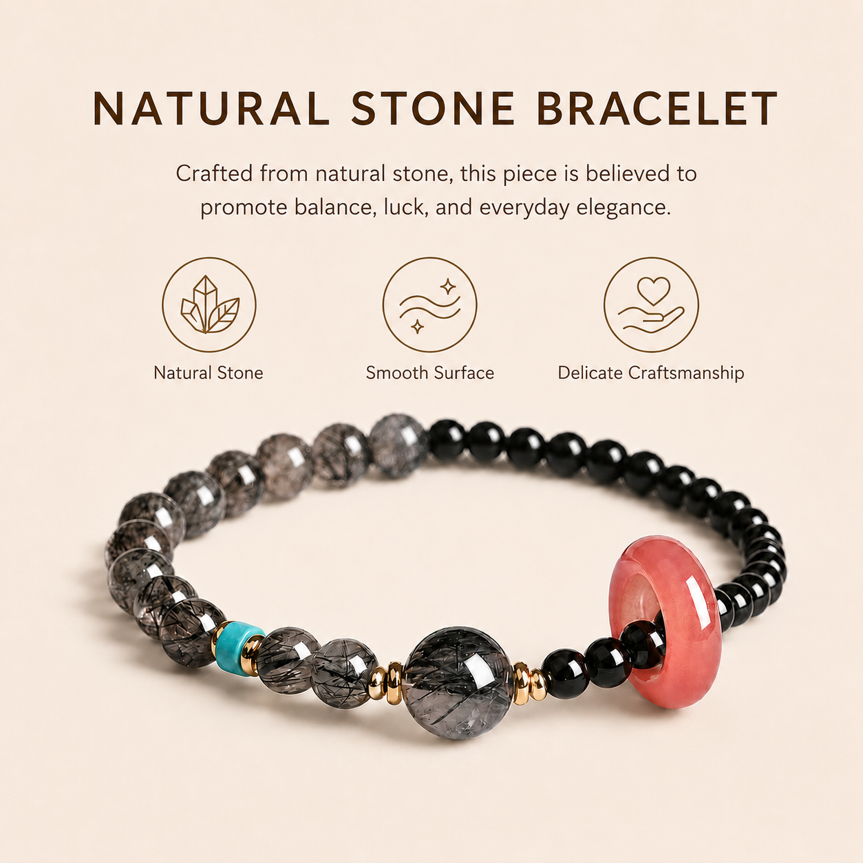 Black Rutilated Quartz & Black Agate Energy Bracelets