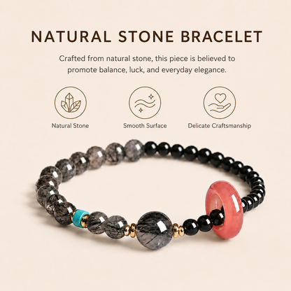 Black Rutilated Quartz & Black Agate Energy Bracelets