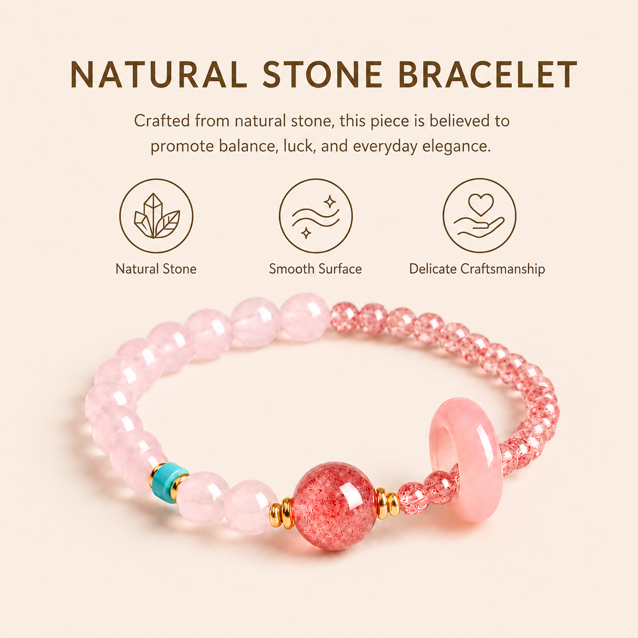 Rose Quartz & Strawberry Quartz Energy Bracelets