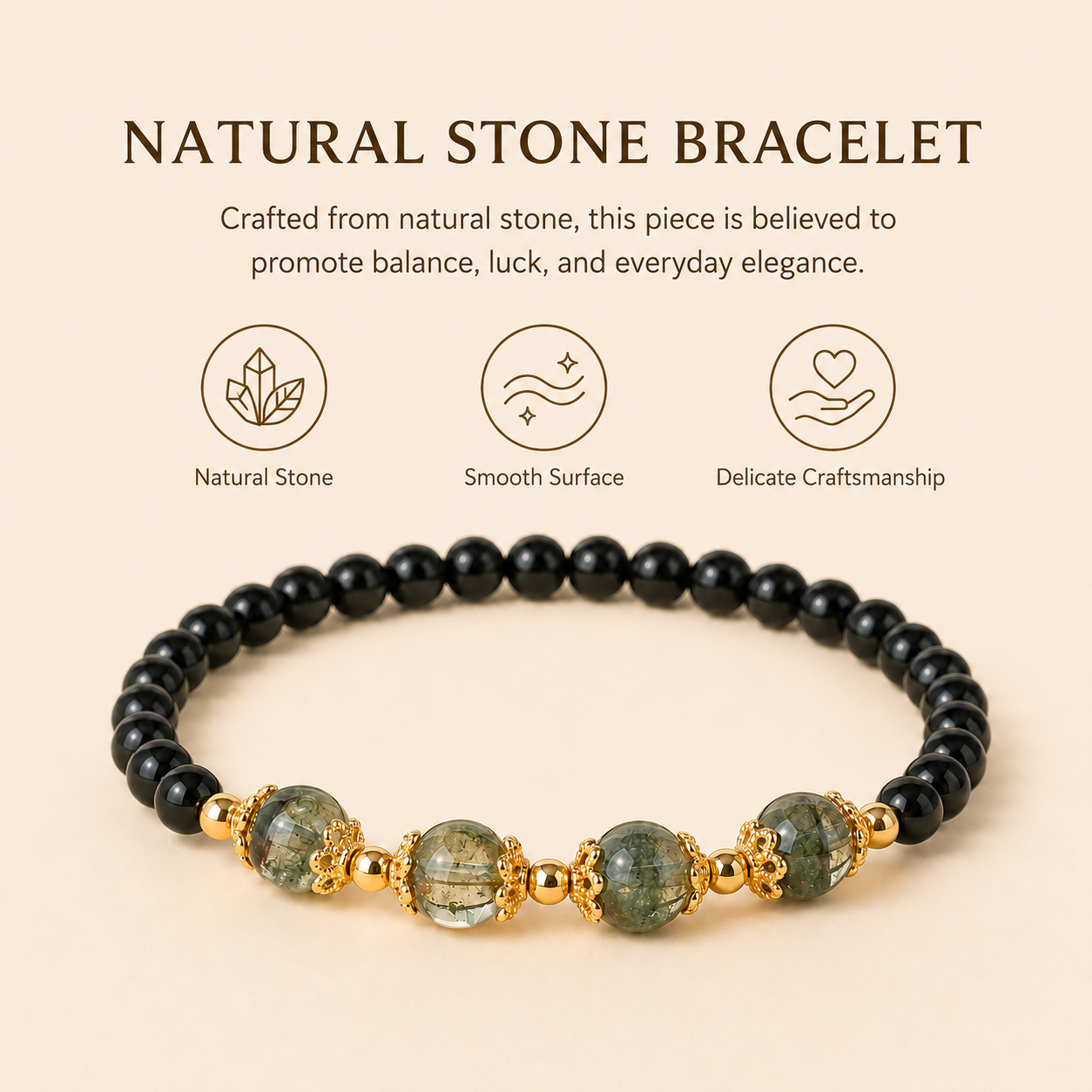 Obsidian & Green Phantom Quartz Energy Bracelets
