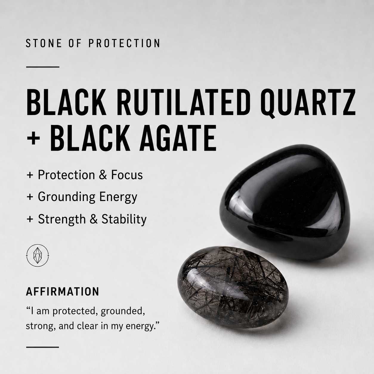 Black Rutilated Quartz & Black Agate Energy Bracelets